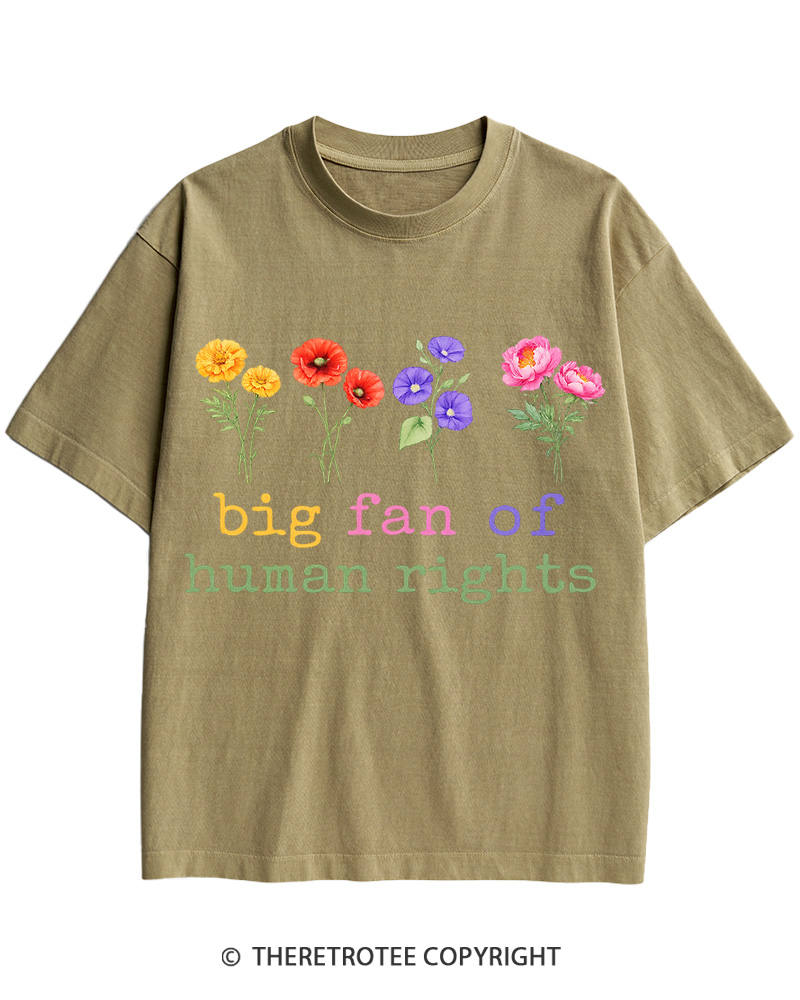TheRetroTee Big Fan Of Human Rights Cotton T-Shirt