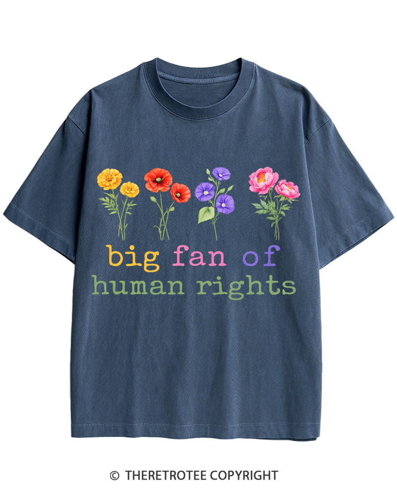 TheRetroTee Big Fan Of Human Rights Cotton T-Shirt
