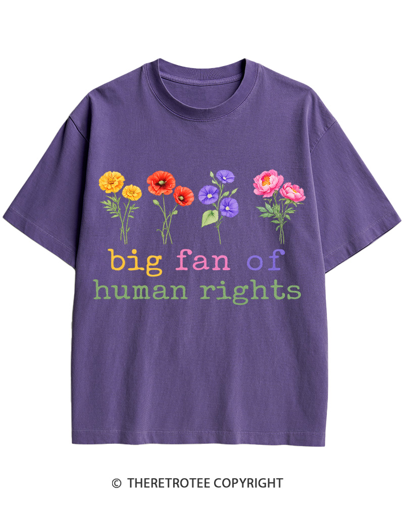 TheRetroTee Big Fan Of Human Rights Cotton T-Shirt