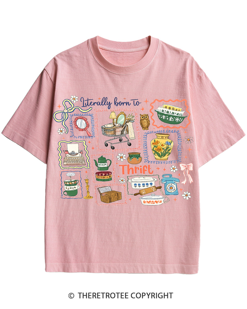 TheRetroTee Literally Born to Thrift 1980s Cotton T-Shirt