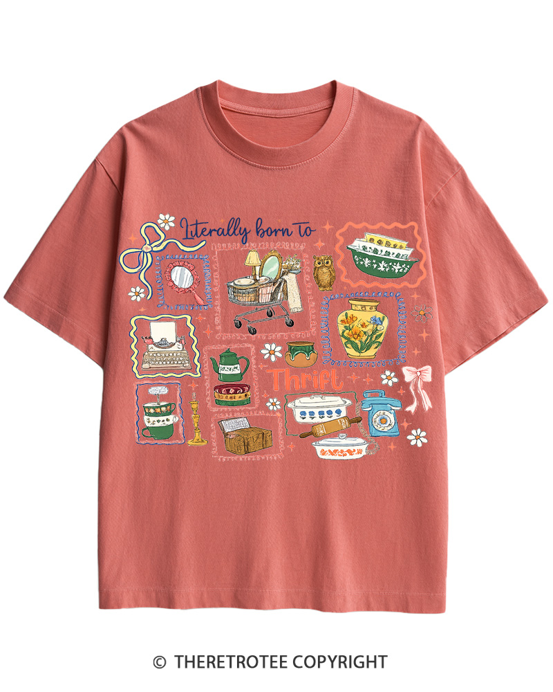 TheRetroTee Literally Born to Thrift 1980s Cotton T-Shirt