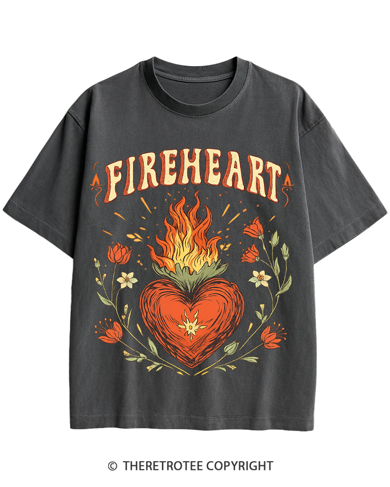 TheRetroTee Fire-heart 1950s Cotton T-Shirt
