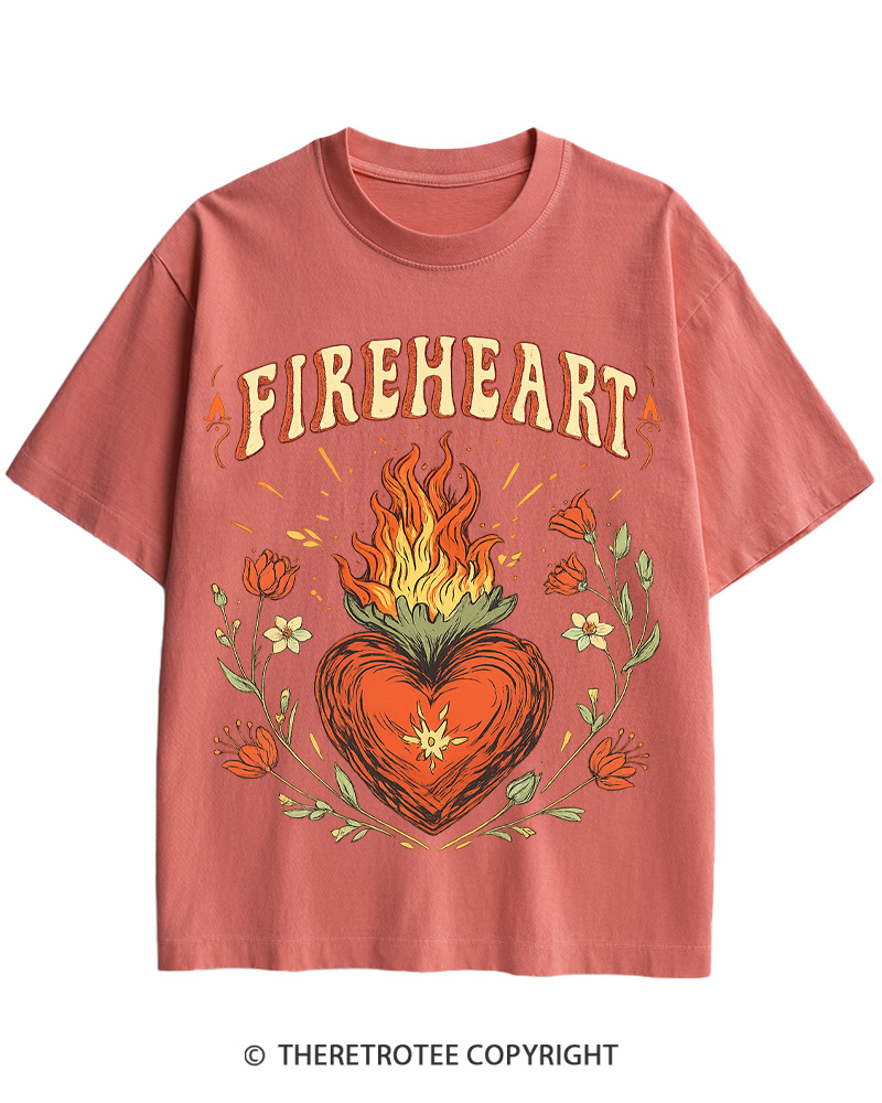 TheRetroTee Fire-heart 1950s Cotton T-Shirt