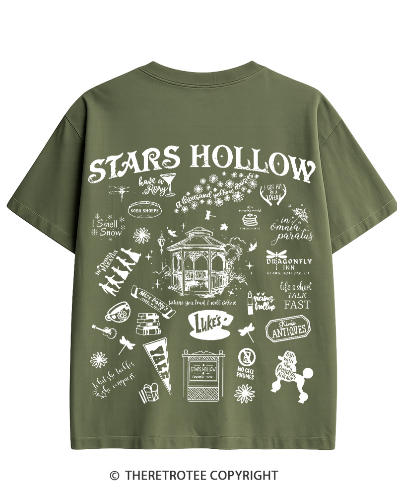 TheRetroTee Stars Hollow Two- Sided 2000s Cotton T-Shirt