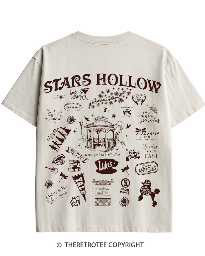 TheRetroTee Stars Hollow Two- Sided 2000s Cotton T-Shirt