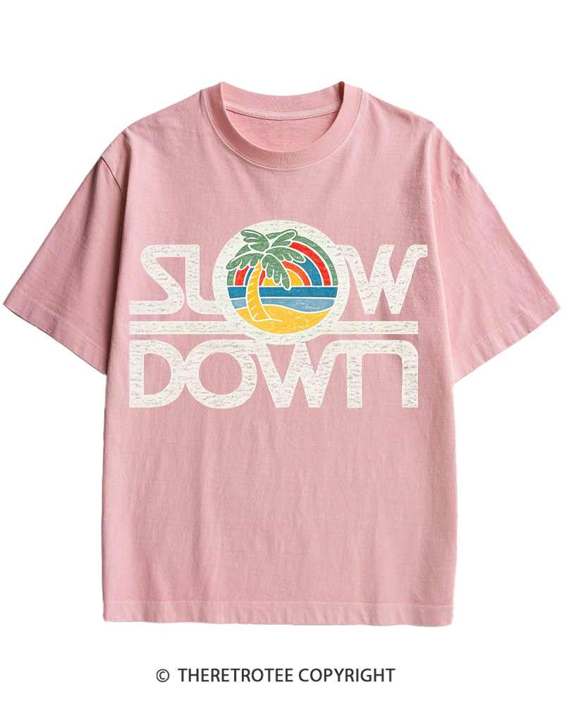 TheRetroTee 1970s Slow Down Sunset Retro Lifestyle Cotton T-Shirt