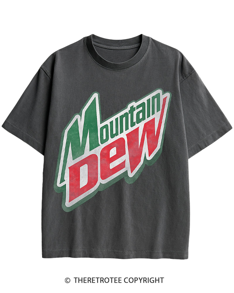 TheRetroTee 1980s Mountain Soda Logo Retro Americana Cotton T-Shirt