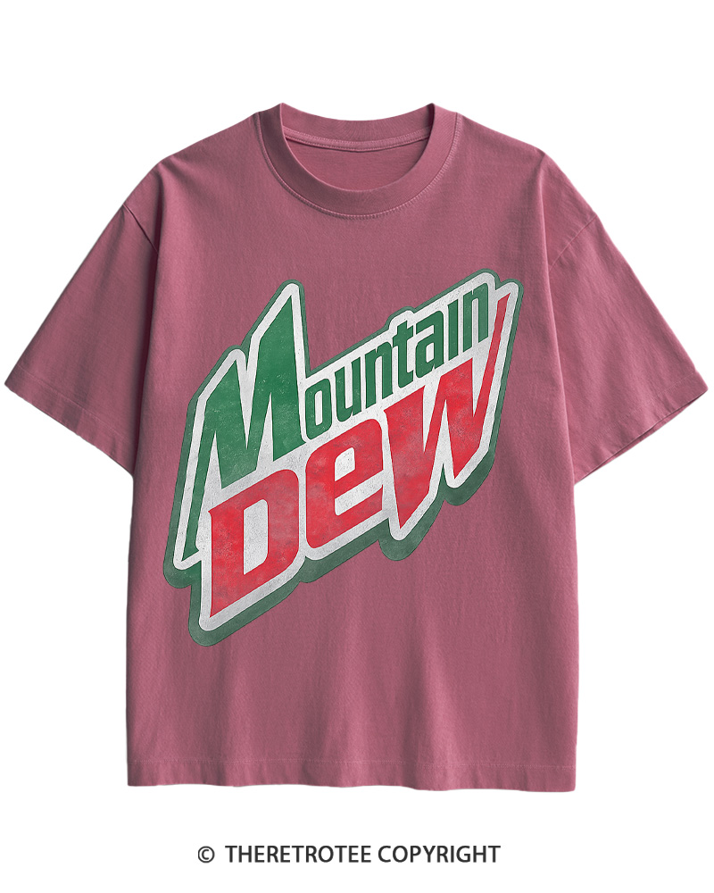 TheRetroTee 1980s Mountain Soda Logo Retro Americana Cotton T-Shirt