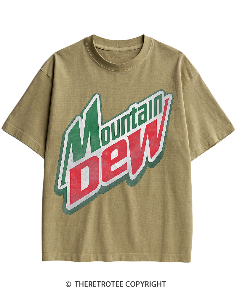 TheRetroTee 1980s Mountain Soda Logo Retro Americana Cotton T-Shirt