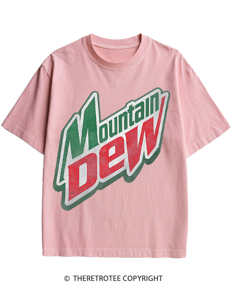 TheRetroTee 1980s Mountain Soda Logo Retro Americana Cotton T-Shirt