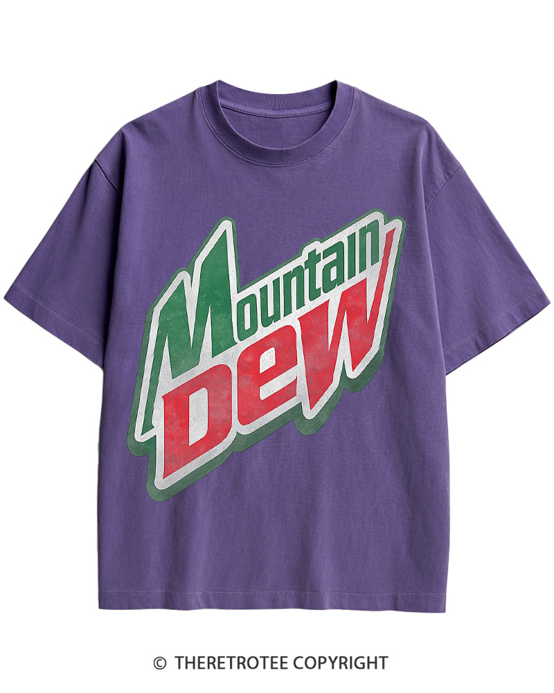 TheRetroTee 1980s Mountain Soda Logo Retro Americana Cotton T-Shirt