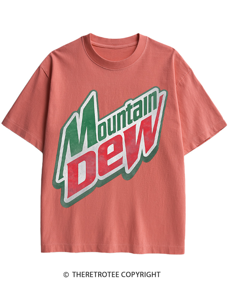 TheRetroTee 1980s Mountain Soda Logo Retro Americana Cotton T-Shirt