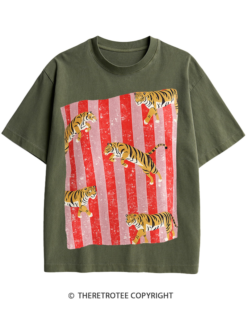 TheRetroTee 1970s Tigers Vintage Graphic Cotton T-Shirt