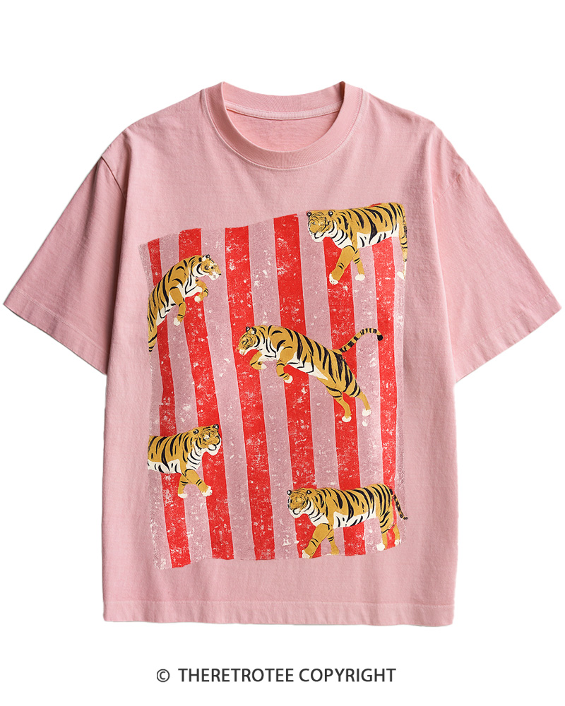 TheRetroTee 1970s Tigers Vintage Graphic Cotton T-Shirt