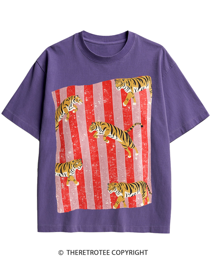 TheRetroTee 1970s Tigers Vintage Graphic Cotton T-Shirt