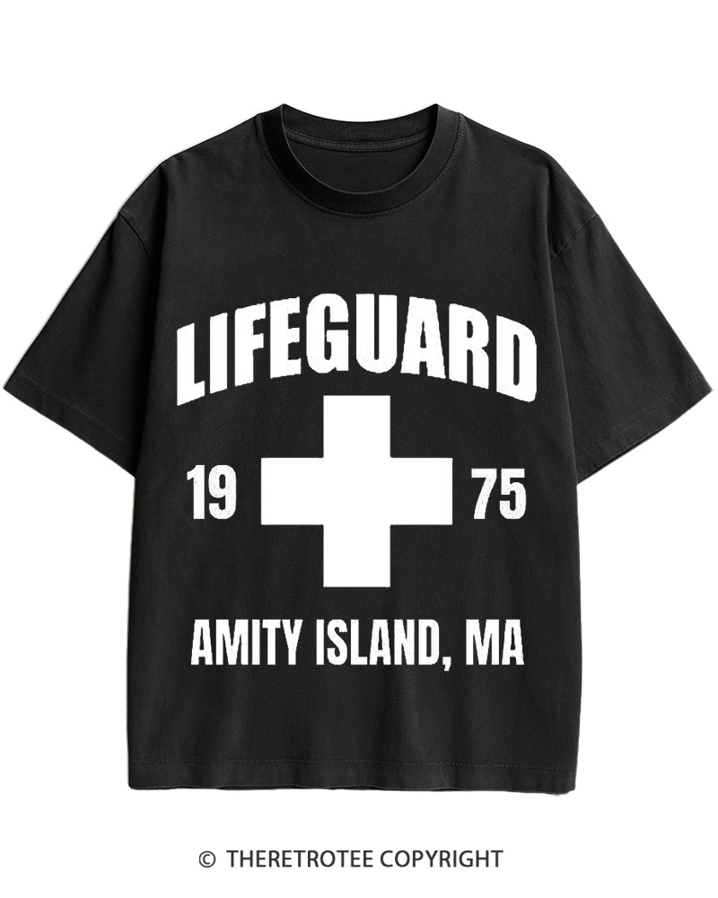 TheRetroTee Amity Lifeguard 1975 Cotton T-Shirt
