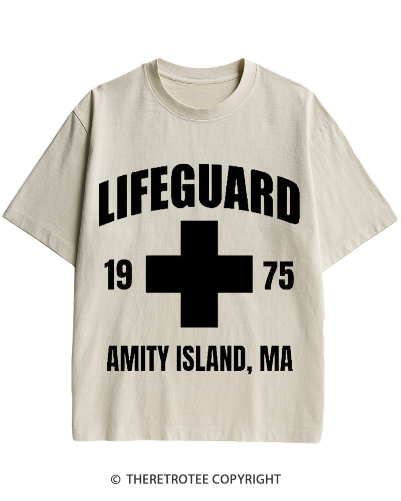 TheRetroTee Amity Lifeguard 1975 Cotton T-Shirt
