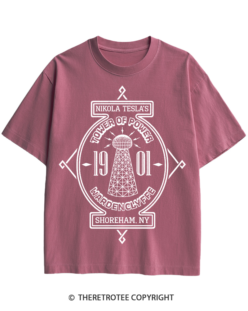 TheRetroTee Nikola Tesla's Tower of Power Cotton T-Shirt
