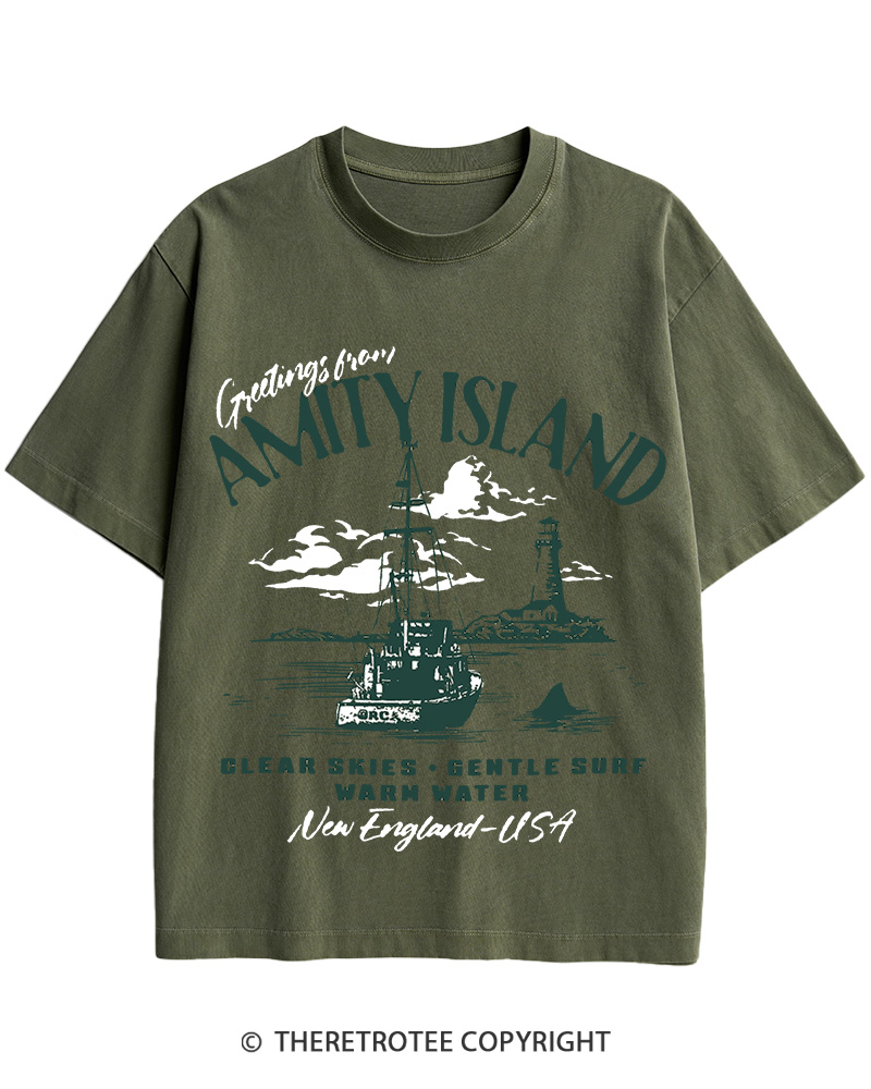 TheRetroTee Greetings From Amity Island 1975 Cotton T-Shirt