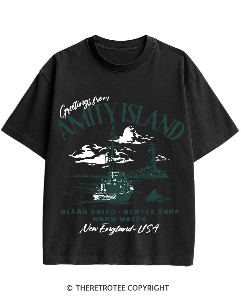TheRetroTee Greetings From Amity Island 1975 Cotton T-Shirt