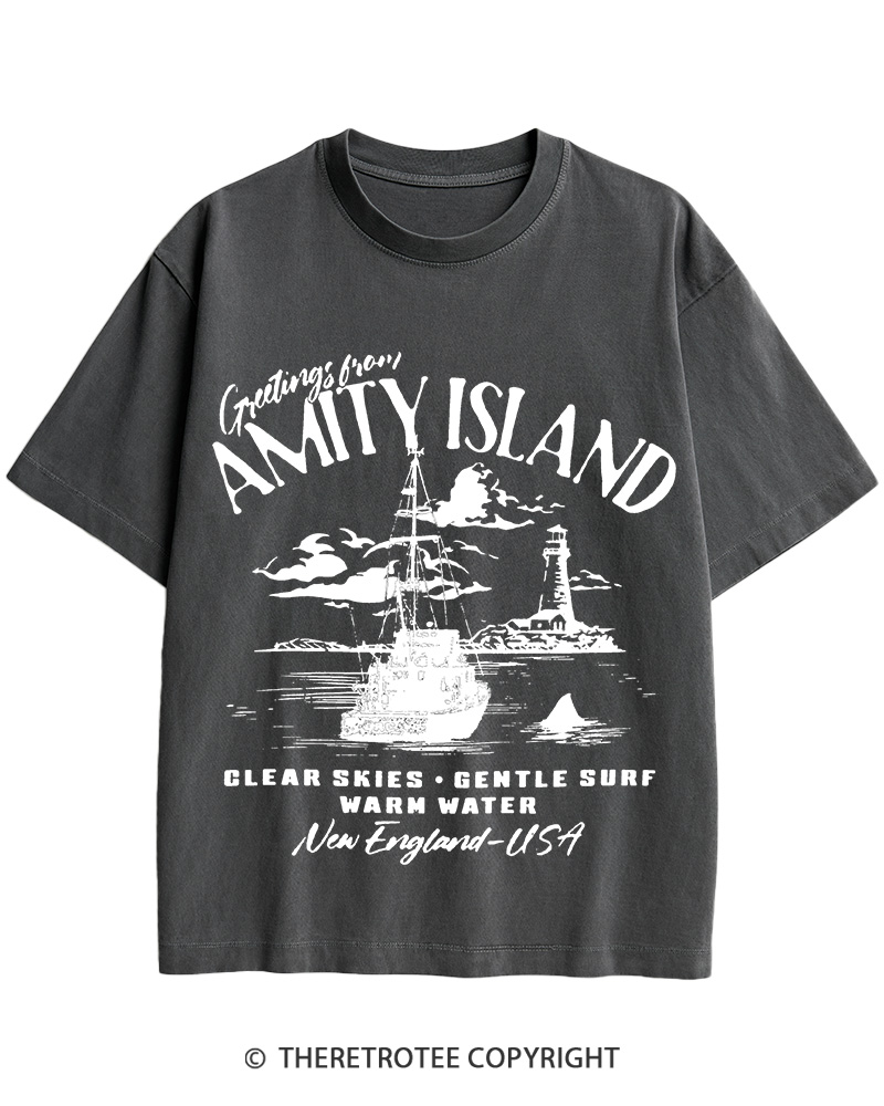 TheRetroTee Greetings From Amity Island 1975 Cotton T-Shirt