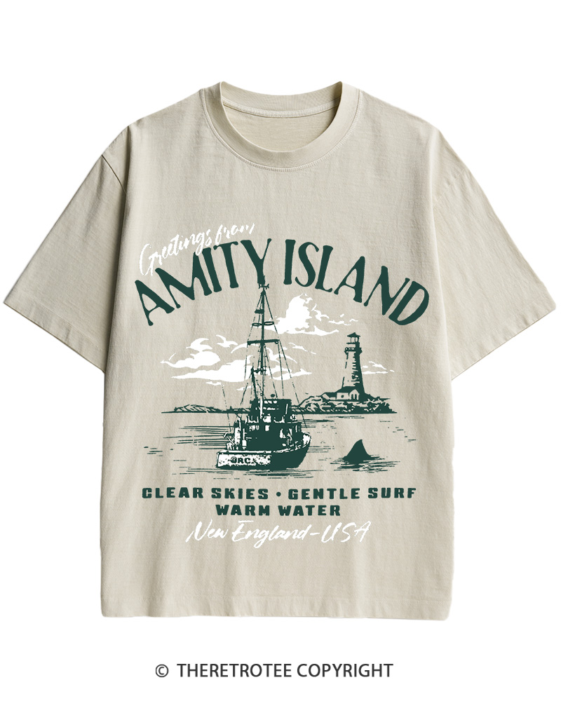 TheRetroTee Greetings From Amity Island 1975 Cotton T-Shirt