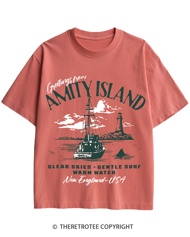 TheRetroTee Greetings From Amity Island 1975 Cotton T-Shirt