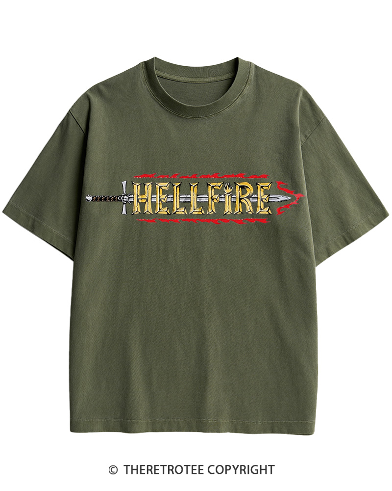 TheRetroTee Hellfire Sword 1980s Cotton T-Shirt