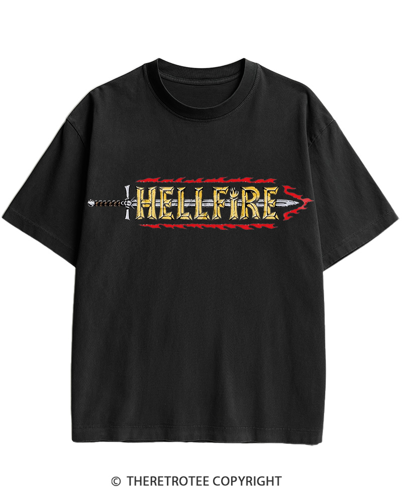 TheRetroTee Hellfire Sword 1980s Cotton T-Shirt