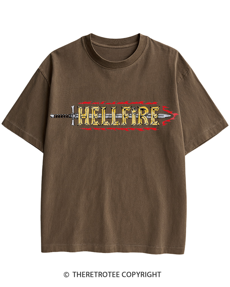 TheRetroTee Hellfire Sword 1980s Cotton T-Shirt