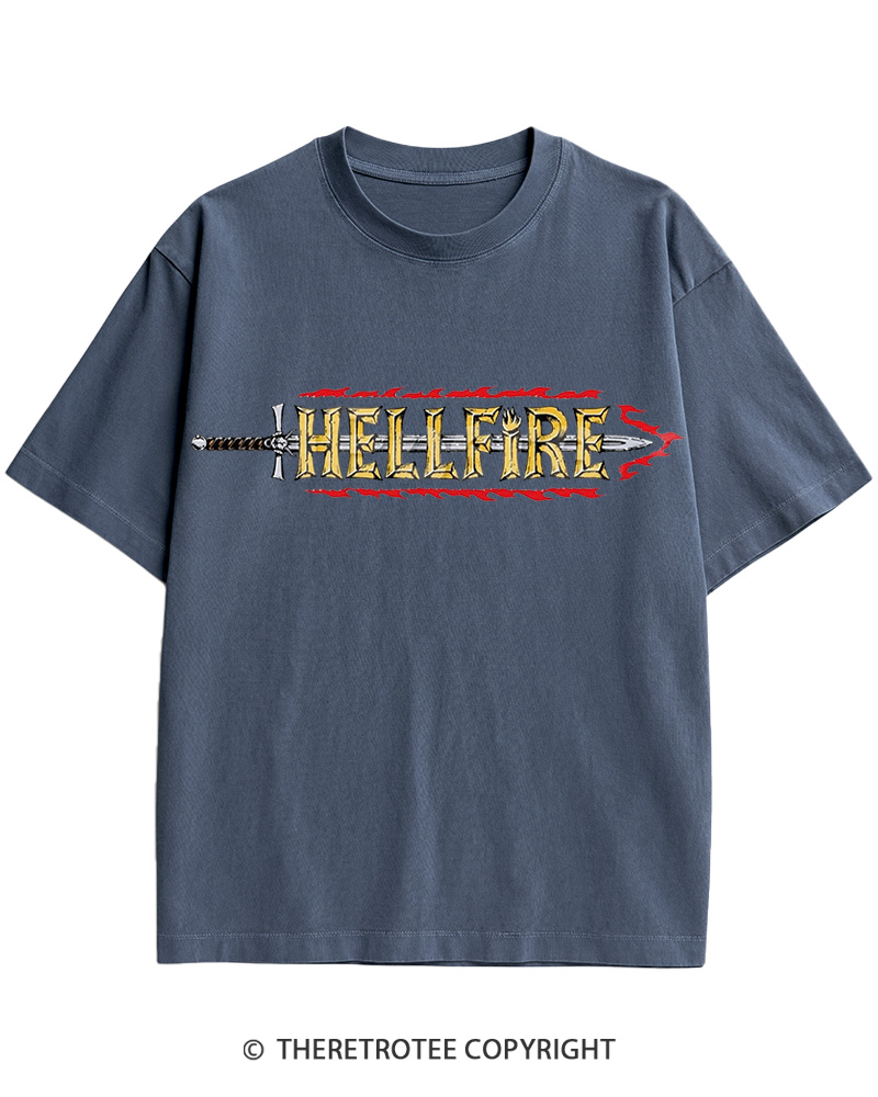 TheRetroTee Hellfire Sword 1980s Cotton T-Shirt