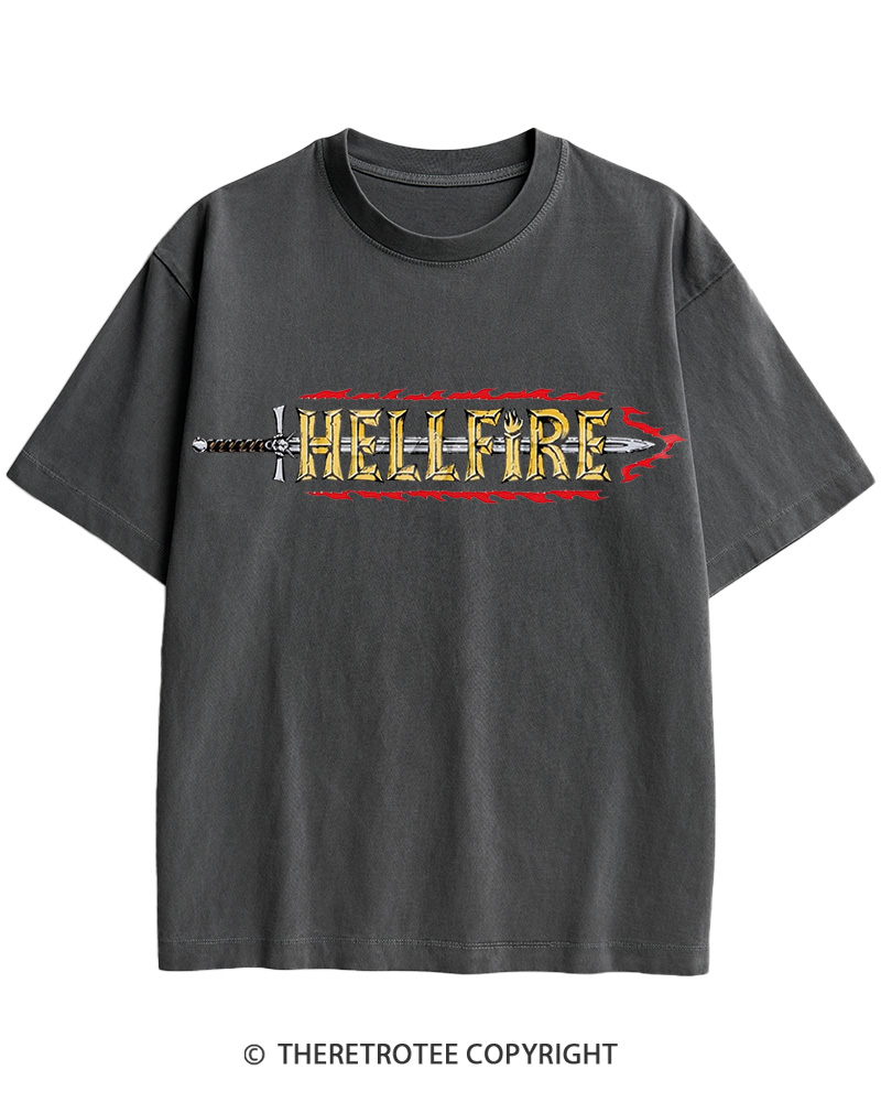 TheRetroTee Hellfire Sword 1980s Cotton T-Shirt