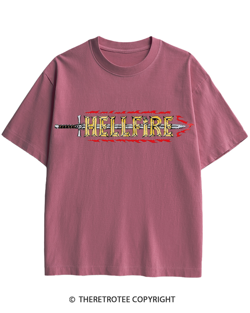 TheRetroTee Hellfire Sword 1980s Cotton T-Shirt
