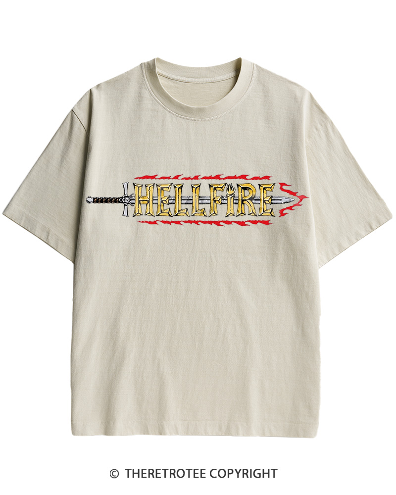 TheRetroTee Hellfire Sword 1980s Cotton T-Shirt