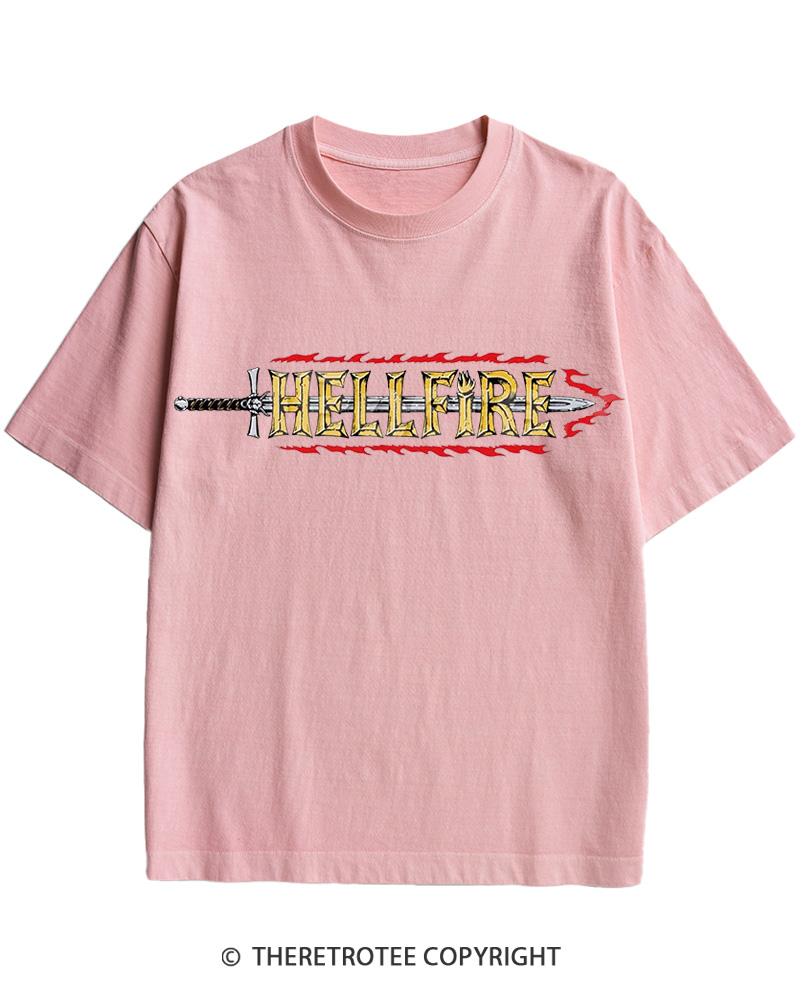 TheRetroTee Hellfire Sword 1980s Cotton T-Shirt