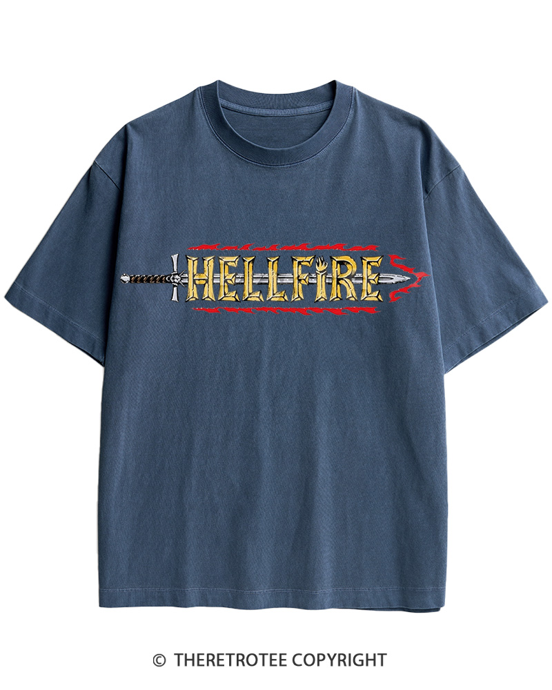 TheRetroTee Hellfire Sword 1980s Cotton T-Shirt