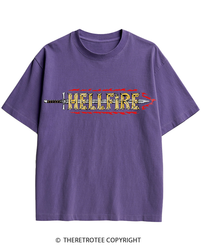 TheRetroTee Hellfire Sword 1980s Cotton T-Shirt