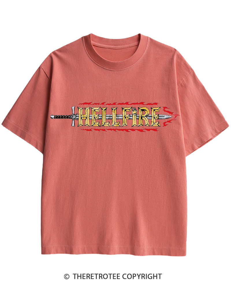 TheRetroTee Hellfire Sword 1980s Cotton T-Shirt