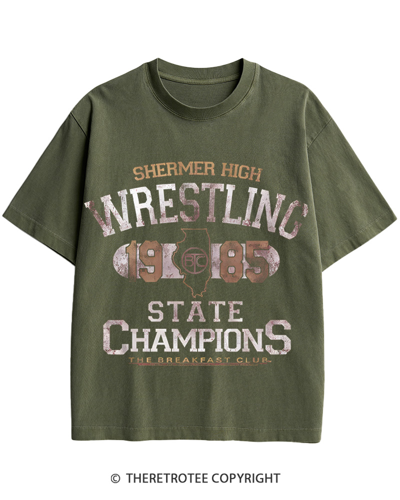 TheRetroTee Shermer High Wrestling-1985 Cotton T-Shirt