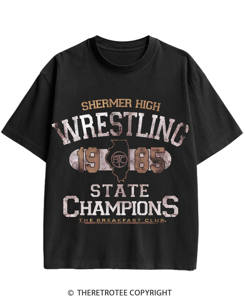 TheRetroTee Shermer High Wrestling-1985 Cotton T-Shirt