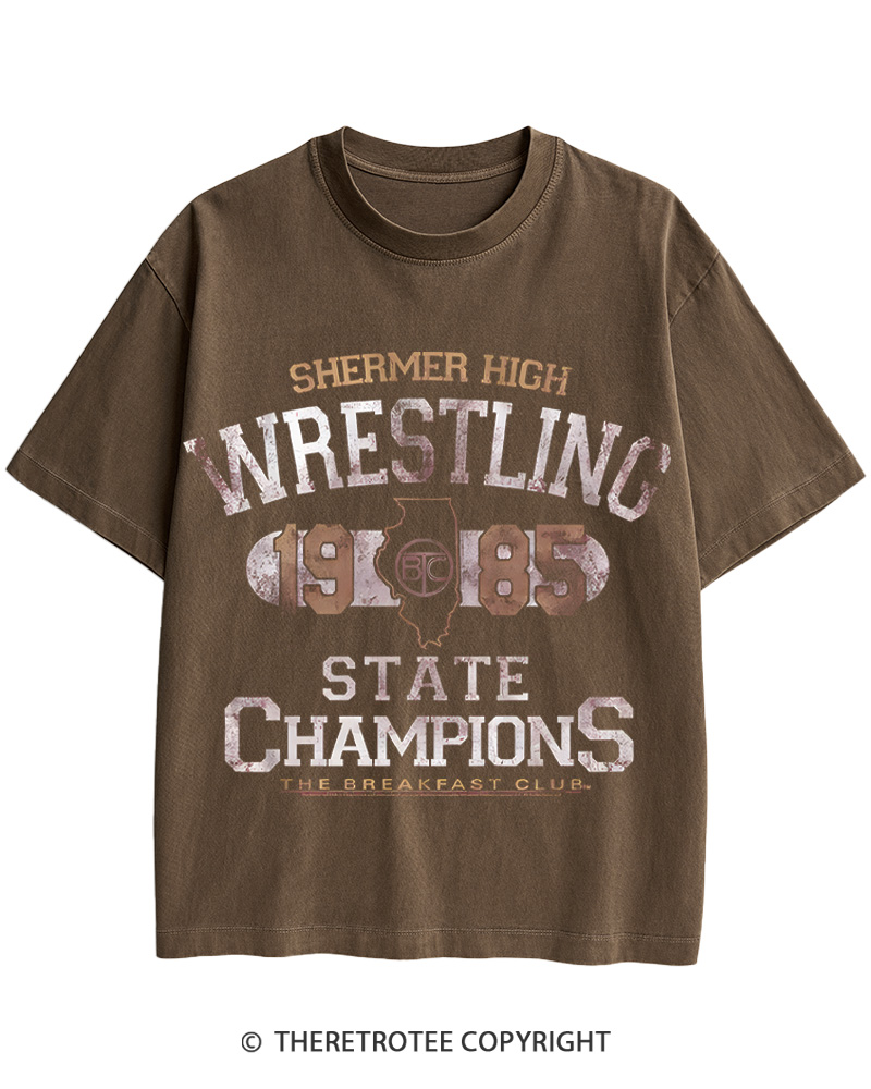 TheRetroTee Shermer High Wrestling-1985 Cotton T-Shirt