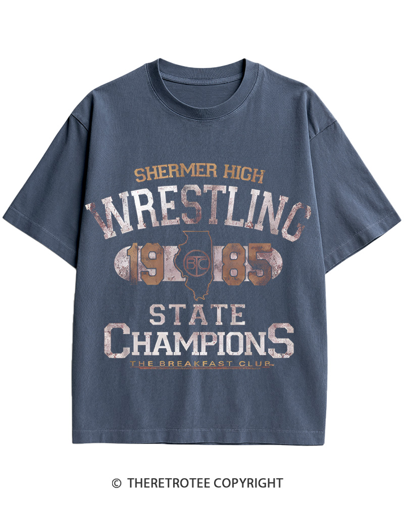 TheRetroTee Shermer High Wrestling-1985 Cotton T-Shirt