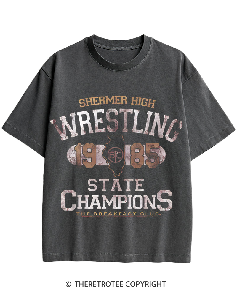 TheRetroTee Shermer High Wrestling-1985 Cotton T-Shirt