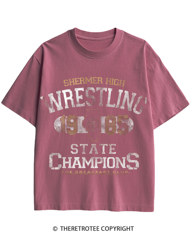 TheRetroTee Shermer High Wrestling-1985 Cotton T-Shirt
