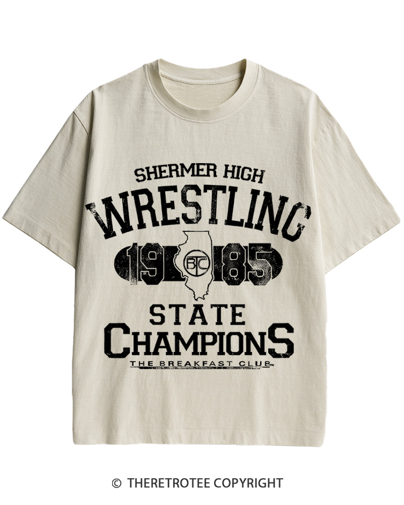TheRetroTee Shermer High Wrestling-1985 Cotton T-Shirt