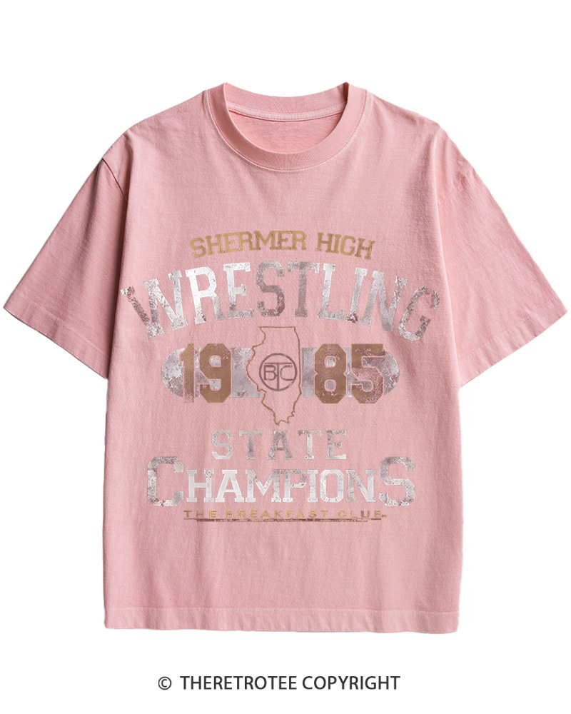 TheRetroTee Shermer High Wrestling-1985 Cotton T-Shirt