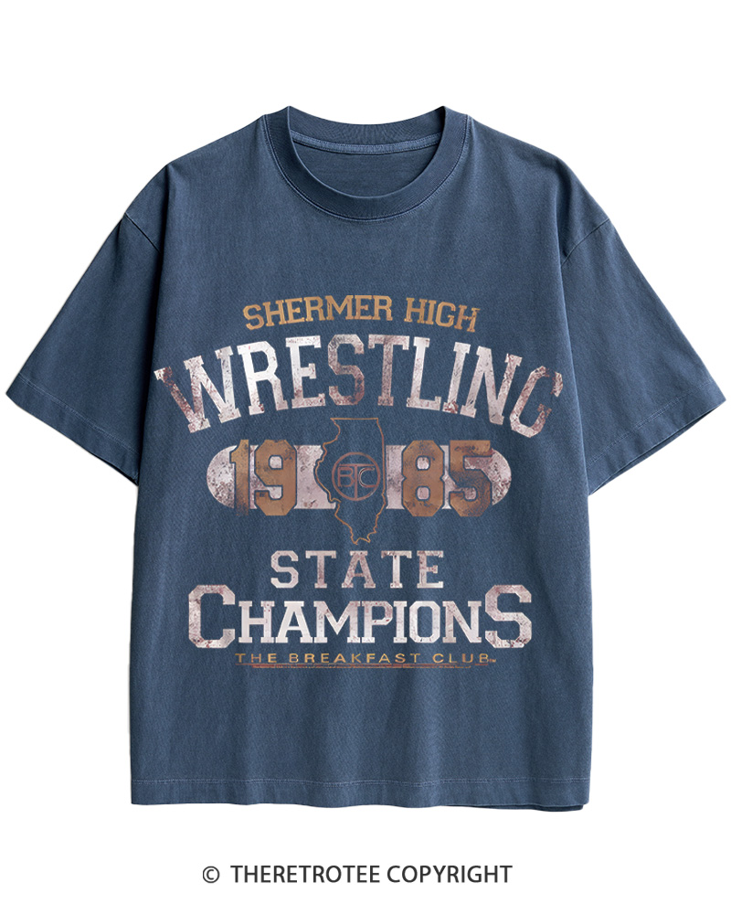 TheRetroTee Shermer High Wrestling-1985 Cotton T-Shirt