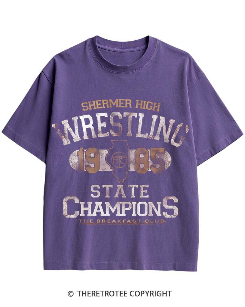 TheRetroTee Shermer High Wrestling-1985 Cotton T-Shirt