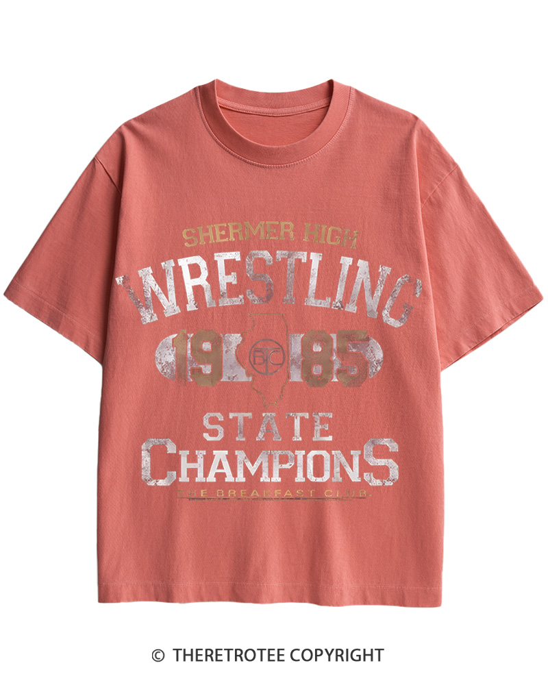 TheRetroTee Shermer High Wrestling-1985 Cotton T-Shirt
