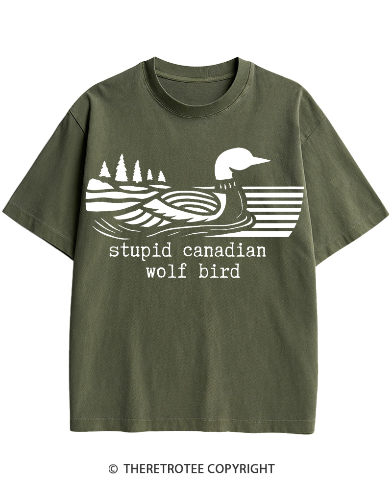 TheRetroTee Stupid Canadian Wolf Bird Cotton T-Shirt
